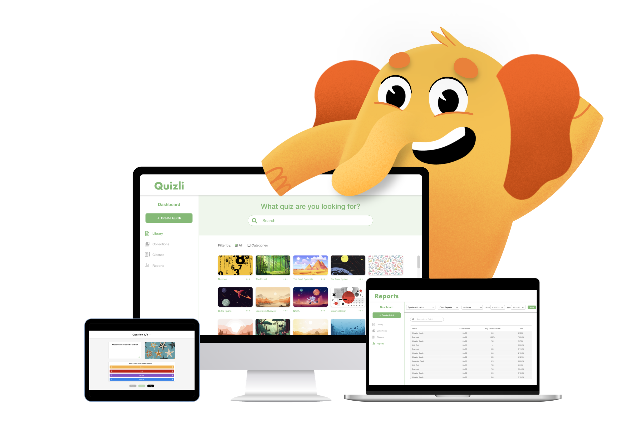Quizli classroom and reporting tools